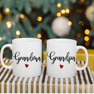 Grandparents Pregnancy Announcement Coffee Mugs Set 11oz, NEW IN BOX